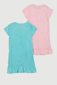 Girls Dream Team Unicorn Graphic Nightgowns 2 Pack