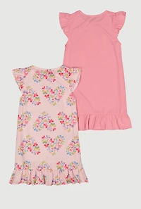 Girls Butterfly Love Graphic Nightgowns 2 Pack