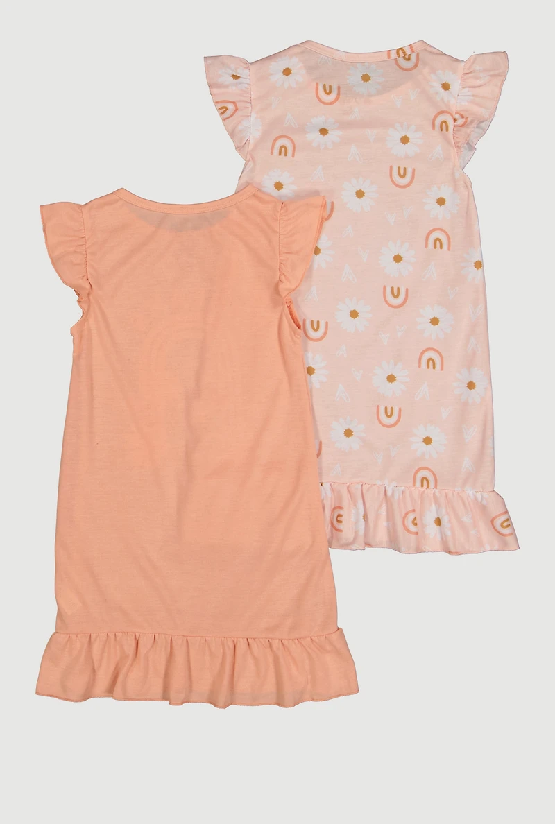 Girls Dreams Rainbow Graphic Nightgowns 2 Pack