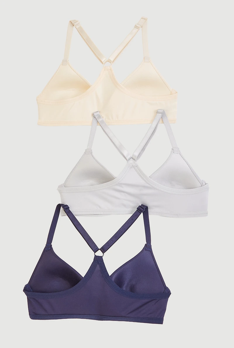 Girls Racerback Plunge Bras 3 Pack