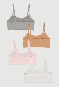 Girls Bebe Graphic Seamless Cami Bras 4 Pack