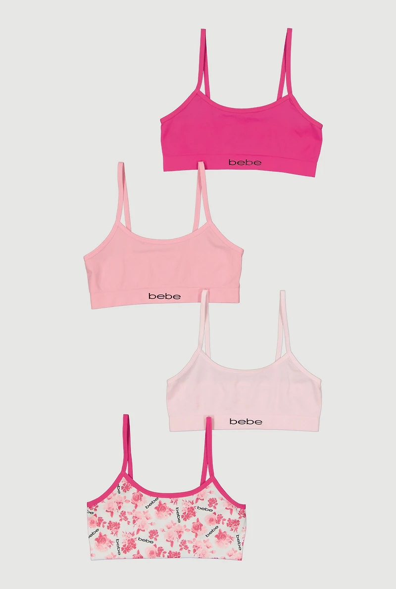Girls Floral Seamless Cami Bras 4 Pack