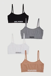 Girls Graphic Trim Seamless Cami Bras 4 Pack