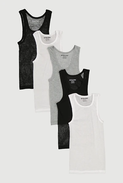 Toddler Boys Assorted Ribbed Knit Tank Tops 5 Pack