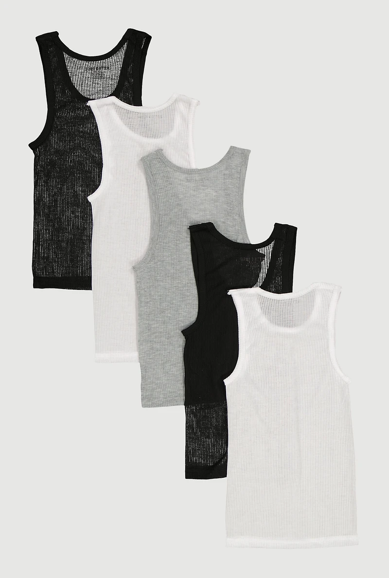 Toddler Boys Assorted Ribbed Knit Tank Tops 5 Pack