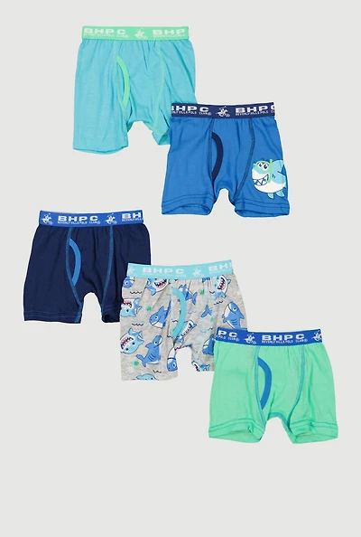 Toddler Boys Shark Graphic Boxer Briefs 5 Pack