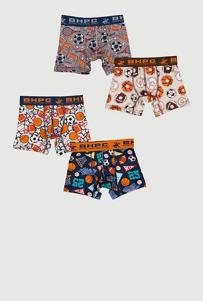 Toddler Boys Assorted Sports Balls Graphic Boxer Briefs 4 Pack