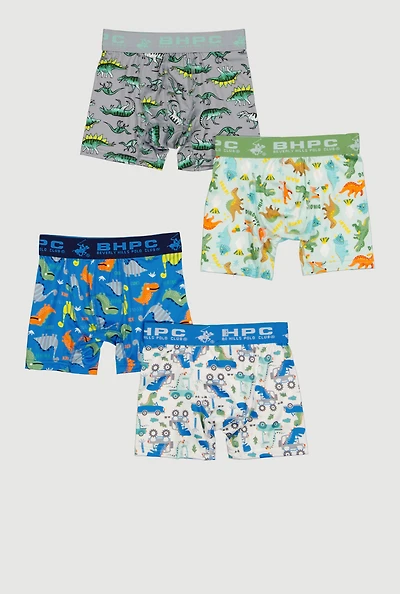 Toddler Boys Dinosaur Printed Pattern Boxer Briefs 4 Pack