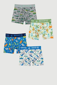 Toddler Boys Dinosaur Printed Pattern Boxer Briefs 4 Pack