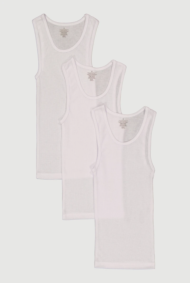 Boys Rib Knit Scoop Neck Tank Tops 3 Pack