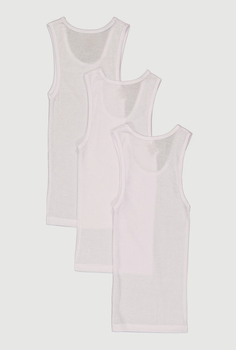 Boys Rib Knit Scoop Neck Tank Tops 3 Pack