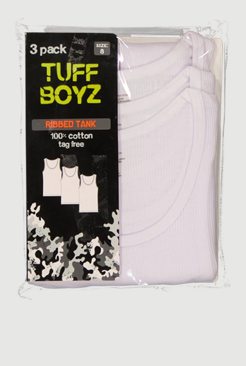 Boys Rib Knit Scoop Neck Tank Tops 3 Pack