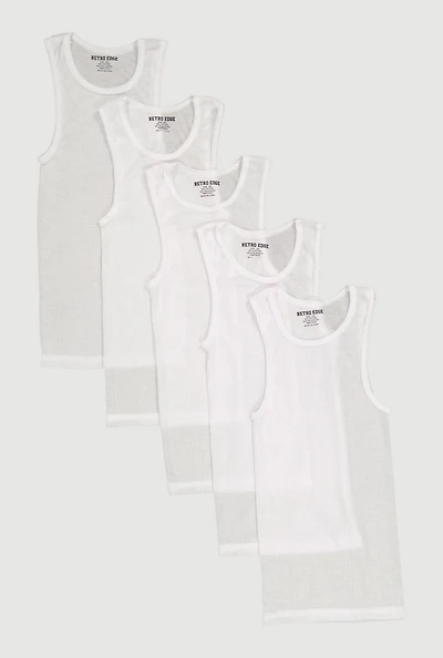 Boys Ribbed Knit Tank Tops 5 Pack
