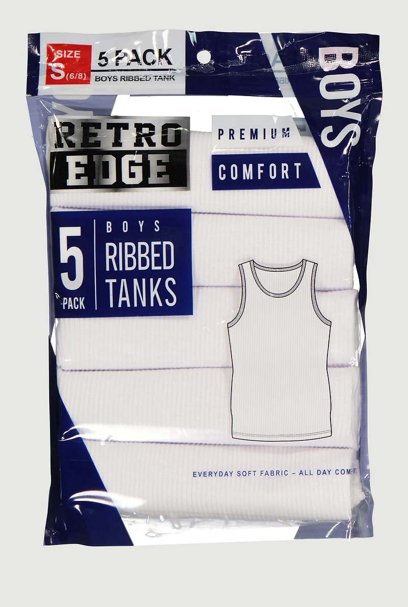 Boys Ribbed Knit Tank Tops 5 Pack