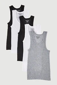 Boys Assorted Rib Knit Tank Tops 5 Pack
