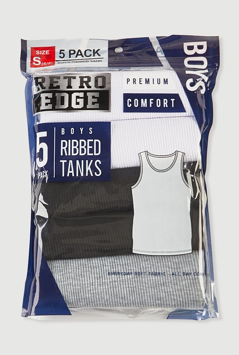 Boys Assorted Rib Knit Tank Tops 5 Pack