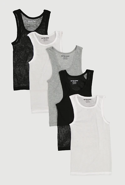 Boys Assorted Ribbed Knit Tank Tops 5 Pack