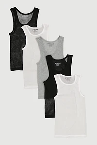 Boys Assorted Ribbed Knit Tank Tops 5 Pack