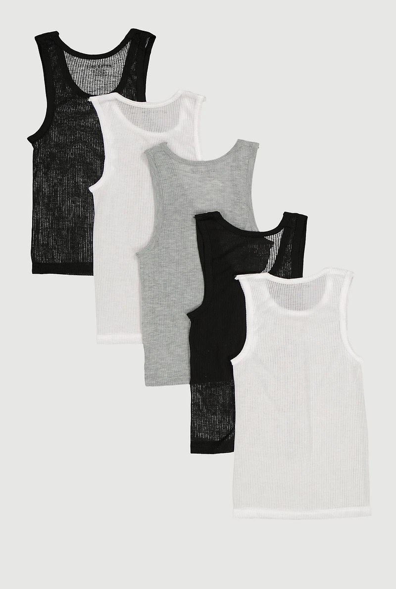 Boys Assorted Ribbed Knit Tank Tops 5 Pack