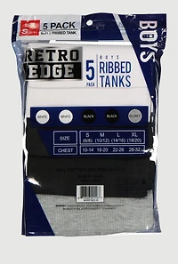 Boys Assorted Ribbed Knit Tank Tops 5 Pack