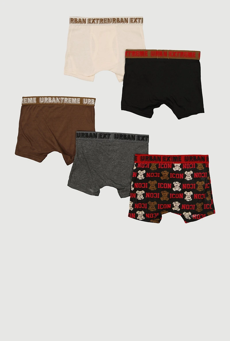 Boys Urban Extreme Icon Bear Boxer Briefs 5 Pack