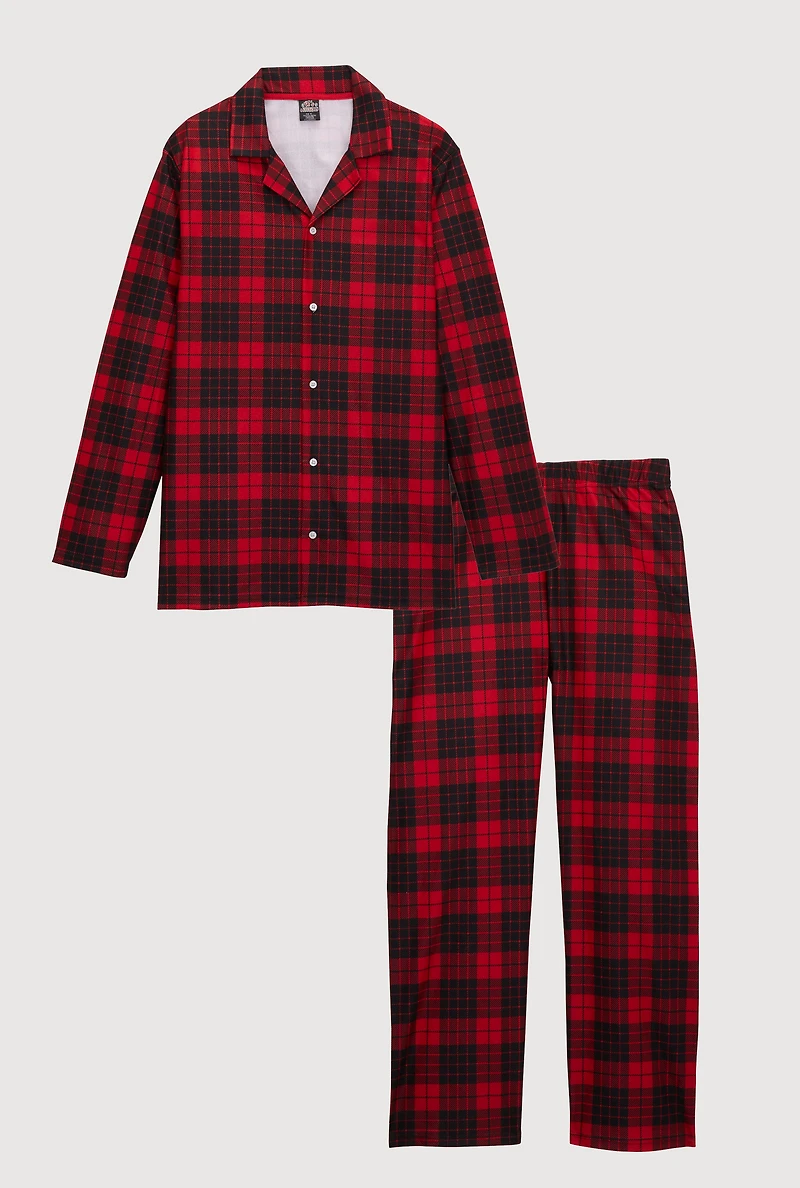 Mens Matching Buffalo Plaid Family Pajamas, Red, Size M