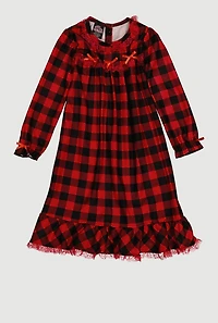Girls Matching Buffalo Plaid Nightgown Family Pajamas