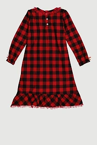 Girls Matching Buffalo Plaid Nightgown Family Pajamas