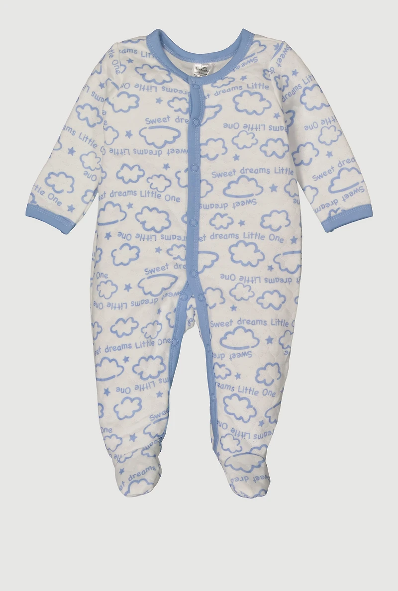 Baby Boys 0-9M Sweet Dreams Little One Quilted Footed Jumpsuit, White, Size 3-6M
