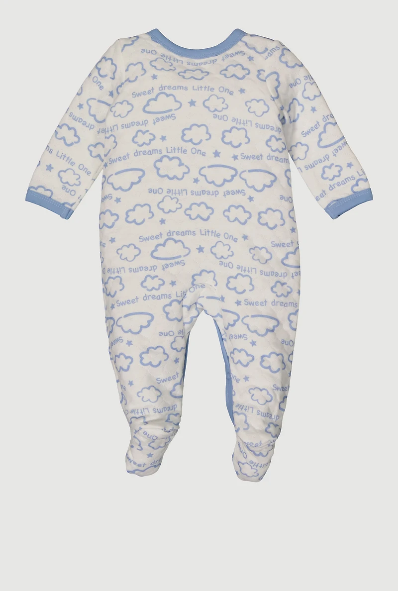 Baby Boys 0-9M Sweet Dreams Little One Quilted Footed Jumpsuit, White, Size 3-6M