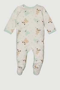 Baby Boys 0-9M Teddy Bear Graphic Quilted Footed Jumpsuit, White, Size 3-6M