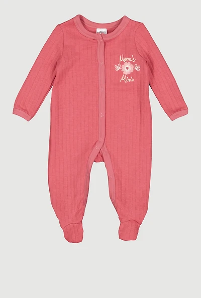 Baby Girls 0-9M Quilted Moms Mini Graphic Footed Jumpsuit, Pink, Size 6-9M