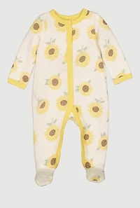 Baby Girls 0-9M Sunflower Graphic Quilted Footed Jumpsuit