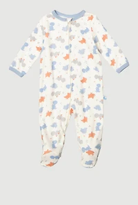 Baby Boys 0-9M Dinosaur Print Footed Jumpsuit, White, Size 0-3M