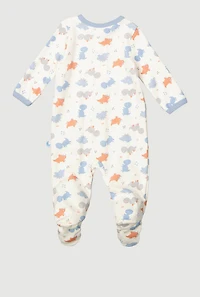 Baby Boys 0-9M Dinosaur Print Footed Jumpsuit, White, Size 0-3M