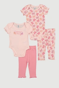 Baby Girls 0-9M Mommys Mini Bow Graphic Bodysuits and Pants Set