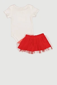 Baby Girls 0-9M Cherry Graphic Bodysuit and Skirt with Headband