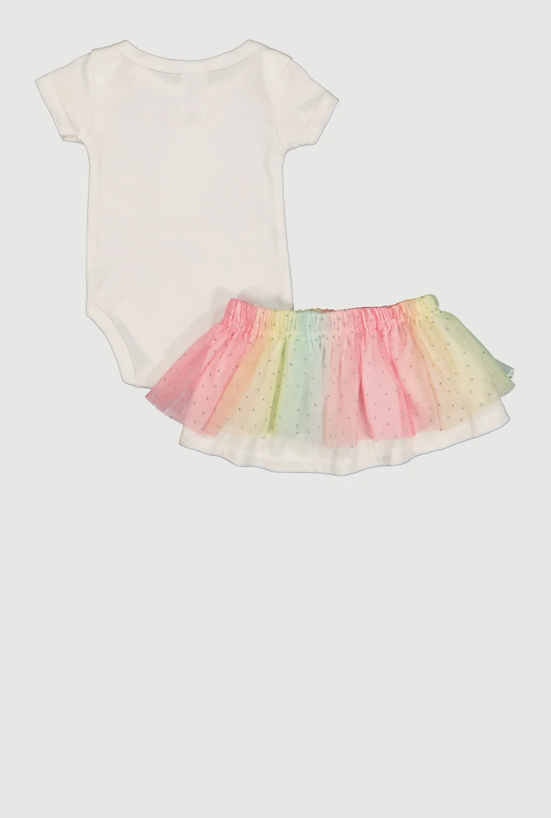 Baby Girls 0-9M Pretty Teddy Bear Bodysuit and Tutu Skirt Set