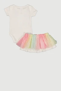 Baby Girls 0-9M Pretty Teddy Bear Bodysuit and Tutu Skirt Set