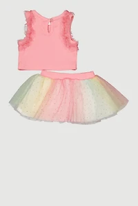 Baby Girls 0-9M Rib Knit Top and Tutu with Sunglasses Set