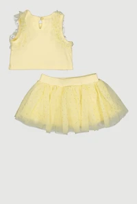 Baby Girls 0-9M Glitter Ruffle Trim Tank Top and Tutu with Sunglasses