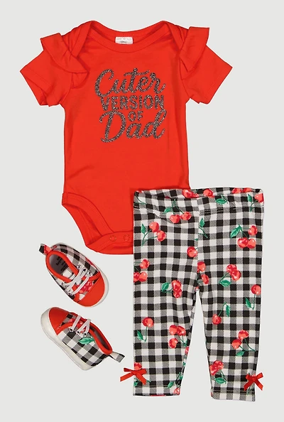 Baby Girls 0-9M Cuter Graphic Bodysuit and Pants with Shoes