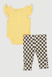 Baby Girls 0-9M Daddy Loves Me Bodysuit and Leggings with Sunglasses