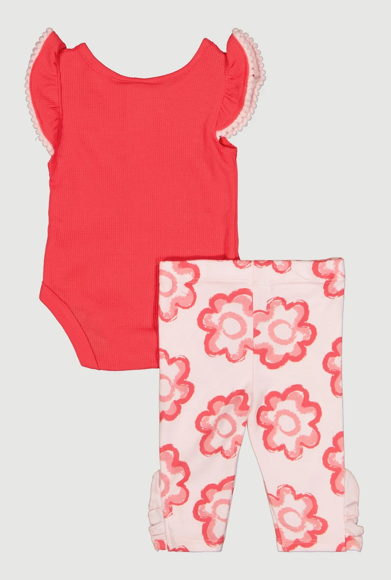 Baby Girls 0-9M Graphic Bodysuit and Pants with Sunglasses