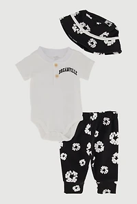 Baby Boys 0-9M Dreamville Graphic Bodysuit and Joggers with Bucket Hat