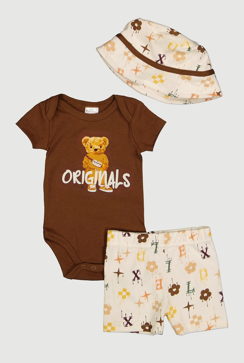 Baby Boys 0-9M Originals Graphic Bodysuit and Shorts with Hat