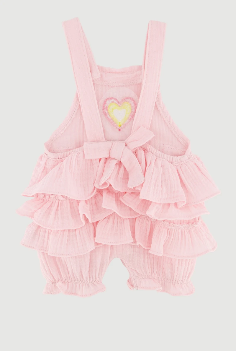 Baby Girls 0-9M Ruffle Tiered Heart Graphic Romper and Headband
