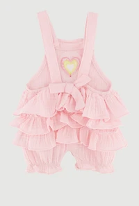 Baby Girls 0-9M Ruffle Tiered Heart Graphic Romper and Headband