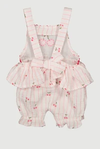 Baby Girls 0-9M Striped Cherry Print Romper with Headband