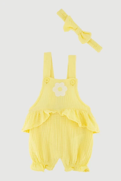 Baby Girls 0-9M Daisy Detail Sleeveless Romper with Headband